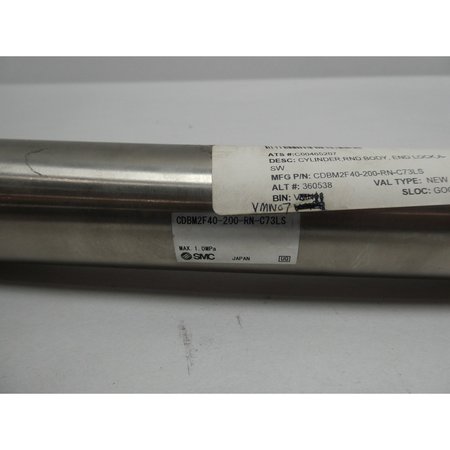 Smc 40Mm 1/4In 145Psi 200Mm Double Acting Pneumatic Cylinder CDBM2F40-200-RN-C73LS